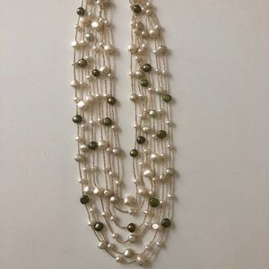 Freshwater pearls and gold 6-strand necklace